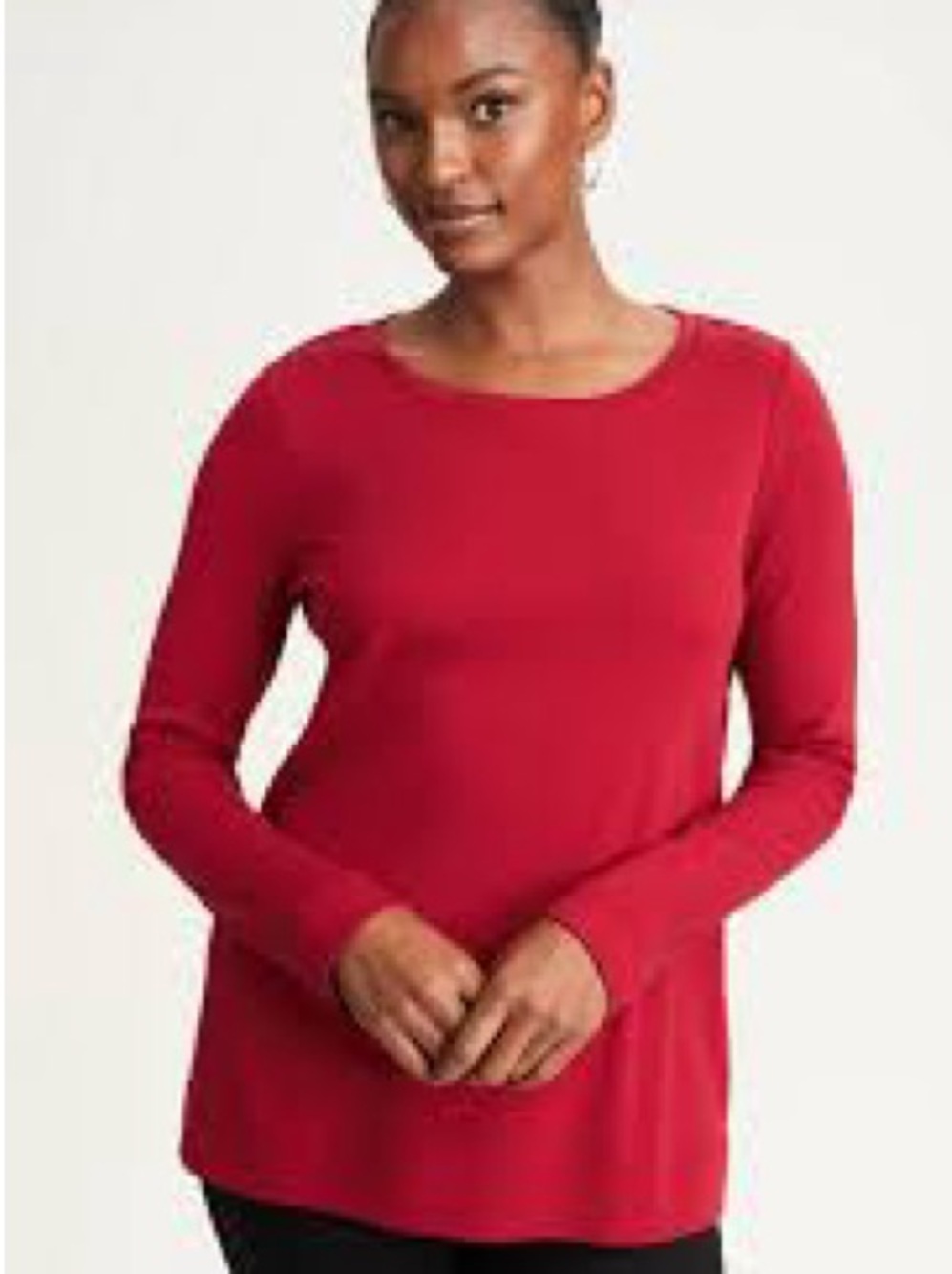 J. Jill Red Scoop Neck Long Sleeve Top - Picture 3 of 9